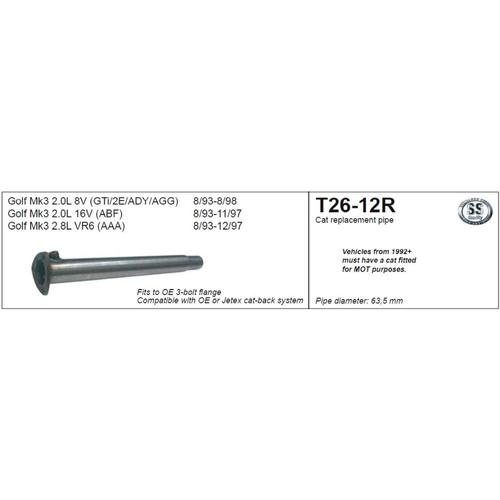 Cat Replacement Pipe Volkswagen Corrado 8V 2.0L 8V (2E + ADY engines)