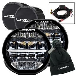 Lazer Sentinel 7" LED Lamps TWIN LAMP Bundle with Free Wiring Kit, Lazer Beanie and Covers