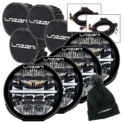 Lazer Sentinel 7" LED Lamps FOUR LAMP Bundle with Free Wiring Kits, Lazer Beanie and Covers