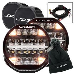 Lazer Sentinel 9" LED Lamps with Position Lights TWIN LAMP Bundle with Free Wiring Kit, Lazer Beanie and Covers