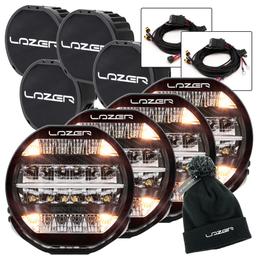 Lazer Sentinel 9" LED Lamps with Position Lights FOUR LAMP Bundle with Free Wiring Kits, Lazer Beanie and Covers