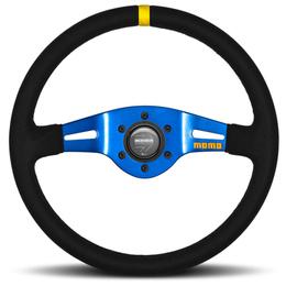 Momo MOD. 03 Track Steering Wheel - Blue Spoke/Black Suede 350mm