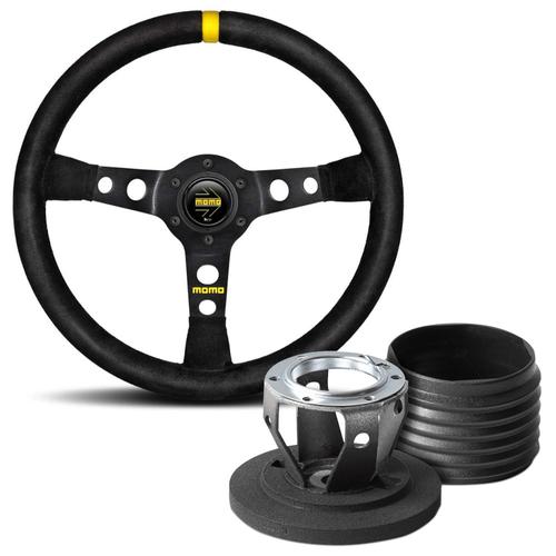 MOD. 07 350 Black Suede Steering Wheel & Hub Kit Mini (Classic)