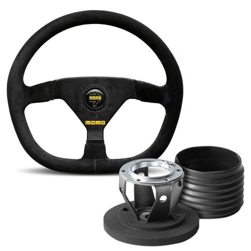 MOD. 88 350 Black Suede Steering Wheel & Hub Kit Mini (Classic)