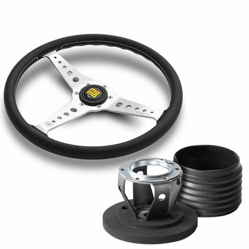 California 360 Black Leather Steering Wheel & Hub Kit Mini (Classic)