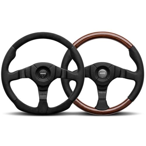Momo Dark Fighter Black Leather and Alcantara Steering Wheel