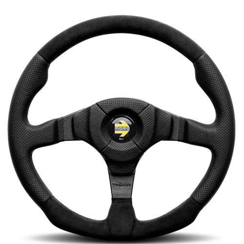 Momo Dark Fighter Black Leather and Alcantara Steering Wheel