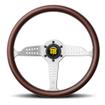 Momo Heritage Grand Prix Mahogany Steering Wheel with Silver Spokes