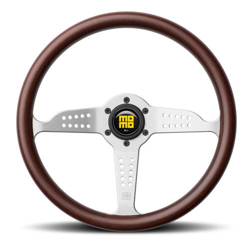 Momo Heritage Grand Prix Mahogany Steering Wheel with Silver Spokes