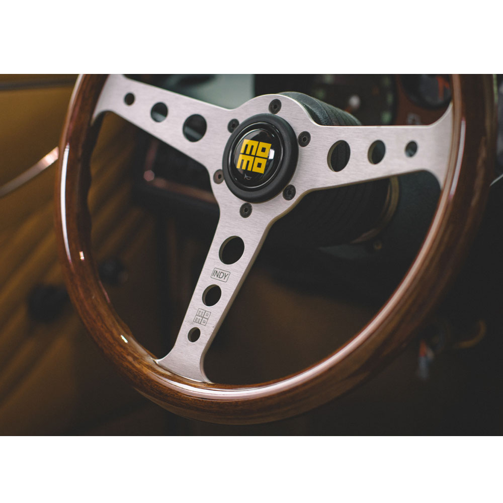Momo Heritage Indy Mahogany Steering Wheel with Silver Spokes