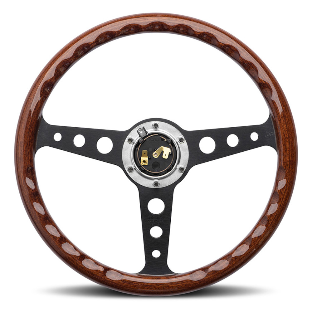 Momo Heritage Indy Mahogany Steering Wheel with Black Spokes