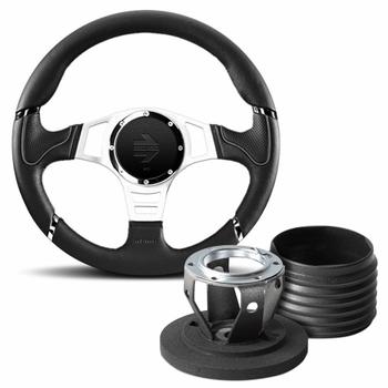 Jet 350 Black Leather Steering Wheel & Hub Kit