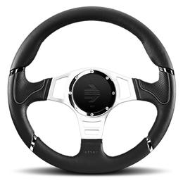Momo Millenium Sport Black Leather Steering Wheel with Grey Detail