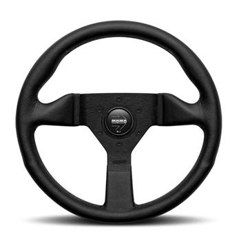 Momo Montecarlo 320 Black Leather Steering Wheel with Black Stitching