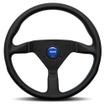 Momo Montecarlo Black Leather Steering Wheel with Blue Stitching