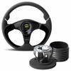 Momo Nero 350 Black Leather/Alcantara Steering Wheel & Hub Kit to fit Land Rover Defender