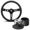 Momo Prototipo 370 Black Leather Steering Wheel & Hub Kit to fit Volkswagen Golf II (86 spline) (from 1989 onwards)