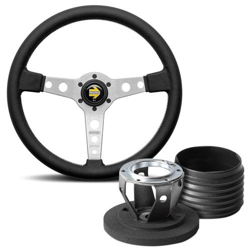 Prototipo 370 Black Leather Steering Wheel & Hub Kit Mini (Classic)