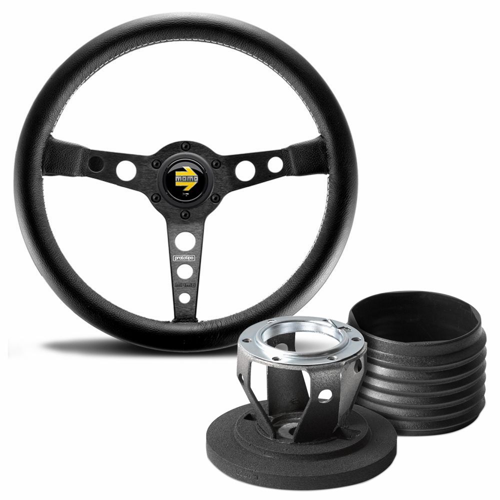 Momo Prototipo 350 Black Leather Steering Wheel & Hub Kit