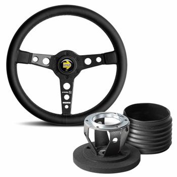 Quark 350 PU with Black Leather Steering Wheel & Hub Kit