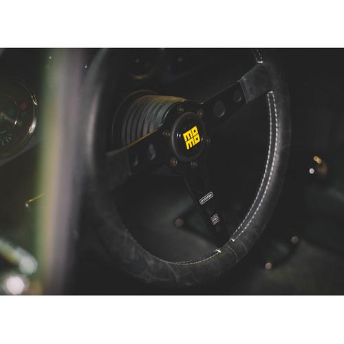 Momo Heritage Prototipo Black Leather Steering Wheel with Black Spokes
