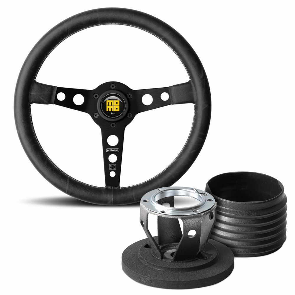 momo prototipo φ350 Momo Prototipo Steering Wheel 350 mm - Black Leather/Wht