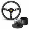 Momo Heritage Prototipo 350 Black Leather Steering Wheel & Hub Kit to fit Mini (Classic)