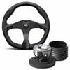 Momo Quark 350 PU with Black Leather Steering Wheel & Hub Kit to fit Mini (Classic)