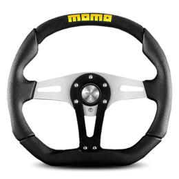Momo Trek Black Leather and Alcantara Steering Wheel