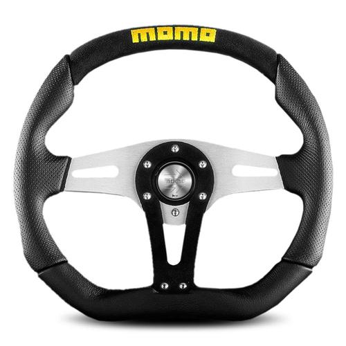 Momo Trek Black Leather and Alcantara Steering Wheel