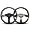 Momo Tuner 350 Black Leather Steering Wheel with Black Spokes