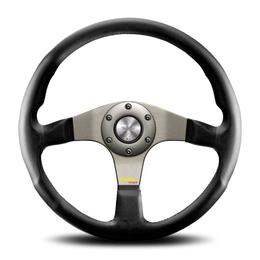 Momo Tuner 320 Black Leather Steering Wheel with Anthracite Spokes