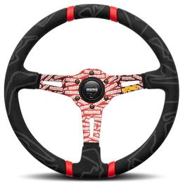 Momo Ultra Black Alcantara Steering Wheel with Red Insert