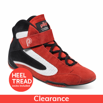 Piloti Competizione FIA Approved Racing Boots, Suede and Leather, Red with Black and White Detail