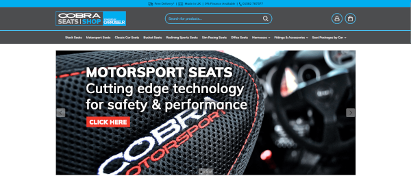 Cobra Seats Shop website Screenshot of Cobra Seats Shop website