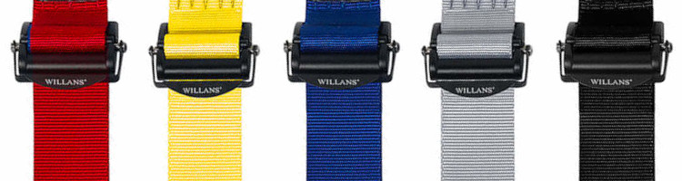5 available webbing colours for Willans Road Harnesses