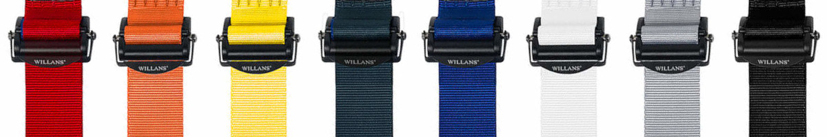 8 available webbing colours for Willans Harnesses