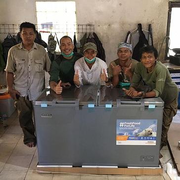 Volunteers donate to the Nyaru Menteng Orangutan Sanctuary