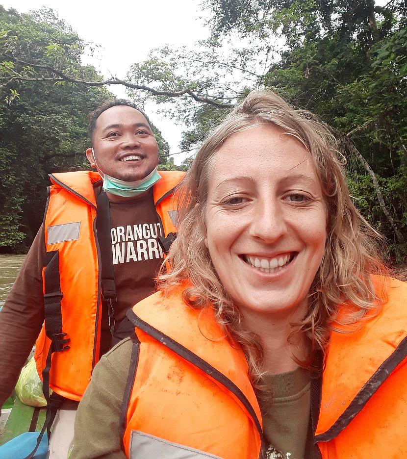 Boat journey to orangutan release site