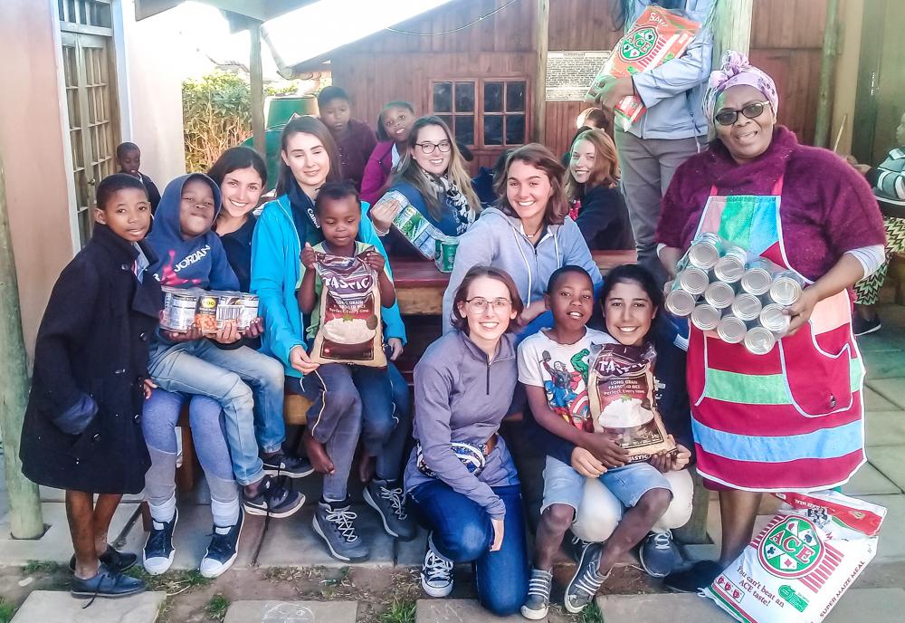 Volunteers helping at a soup kitchen in South Africa
