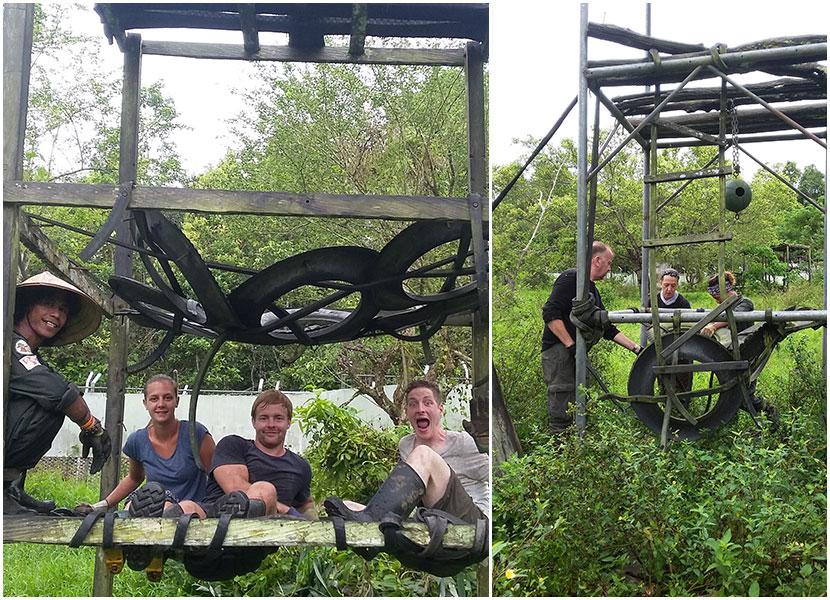 volunteers working on structures at endangered animal sanctuary 